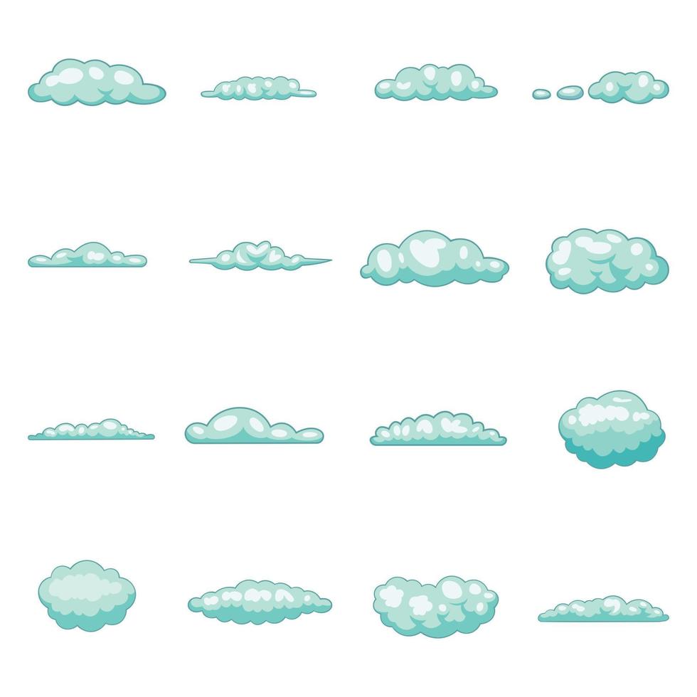Wolken-Icons gesetzt, Cartoon-Stil vektor