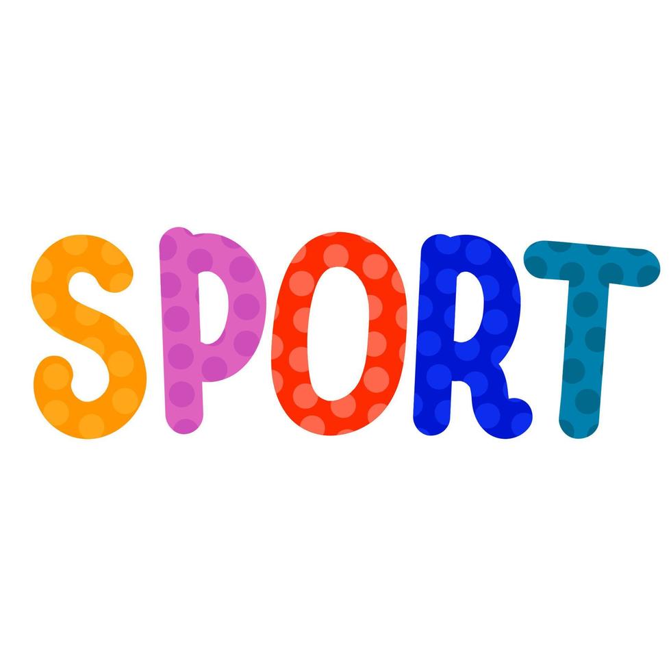 Vektorillustration mit handgezeichneter Schrift - Sport, isoliert auf weißem Hintergrund. farbenfrohes typografiedesign für postkarten, banner, t-shirt-druck, einladung, grußkarte, poster vektor