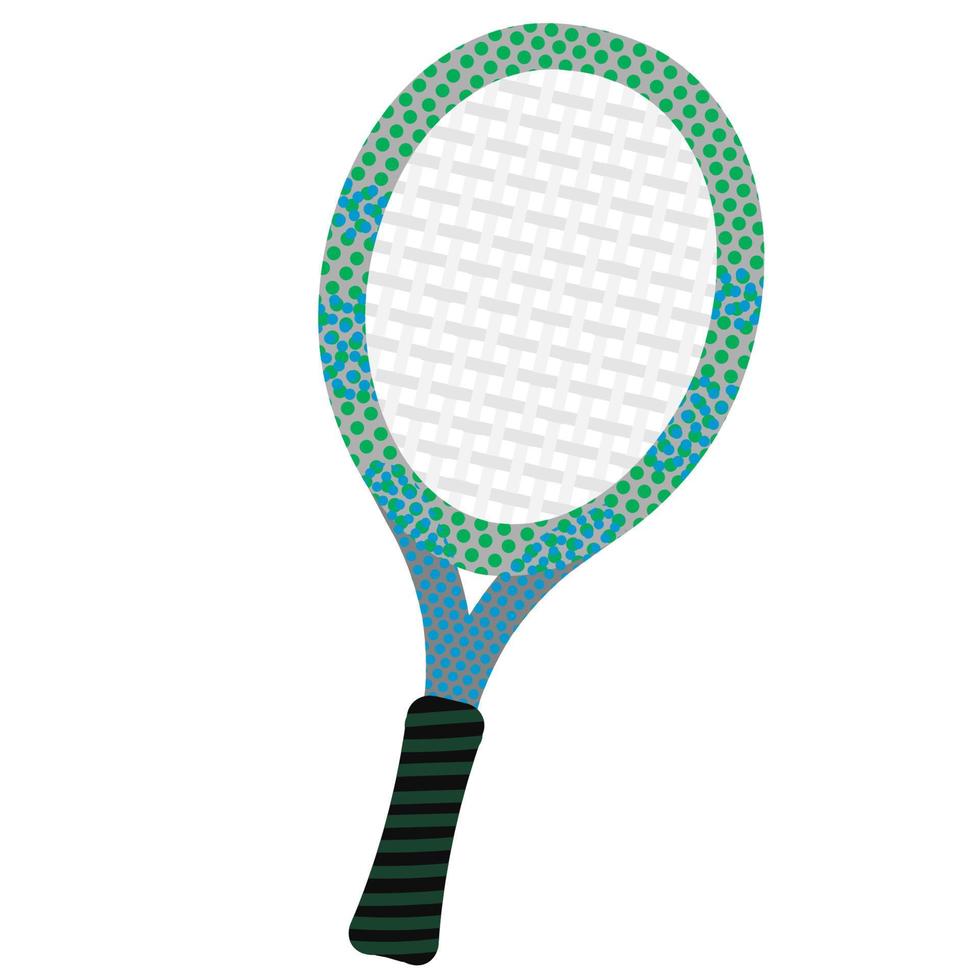 vector bunte Illustration des Tennisschlägers, der auf weißem Hintergrund lokalisiert wird