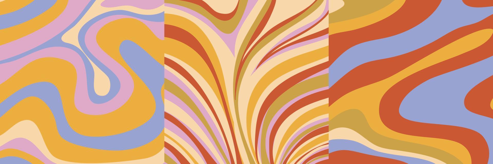 groovy poster y2k retro hintergrundstrudelsatz für druckdesign. Spiralvektorillustration. psychedelischer Druck. Vintage-Hintergrund. Cover, Poster, Tapete. 60er, 70er, Hippie vektor