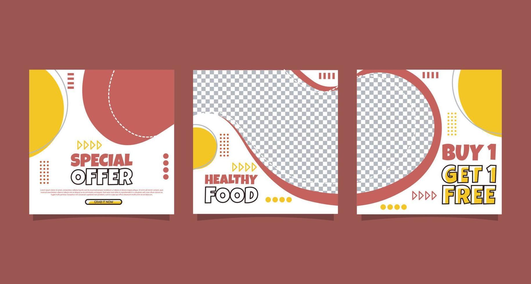 mat restaurang marknadsföring affisch design sociala medier mall vektor