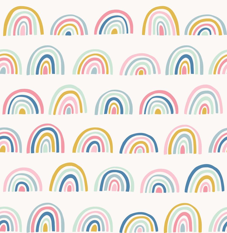 hand gezeichnetes geometrisches abstraktes muster. niedlicher Regenbogenvektor nahtloser Hintergrund im Doodle-Stil. helle Farben. vektor