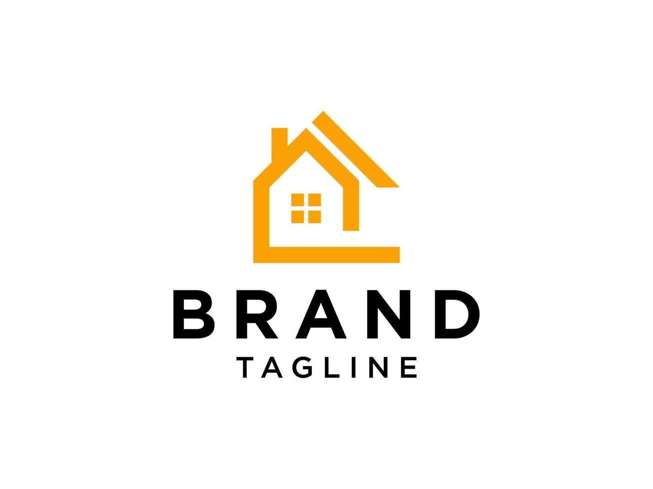Immobilien-Logo. orangefarbenes Haussymbol geometrischer linearer Stil isoliert auf weißem Hintergrund. verwendbar für Bauarchitektur-Gebäudelogo-Designschablonenelement. vektor