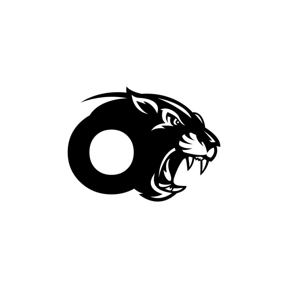 buchstabe o kopf panther logo symbol vektor