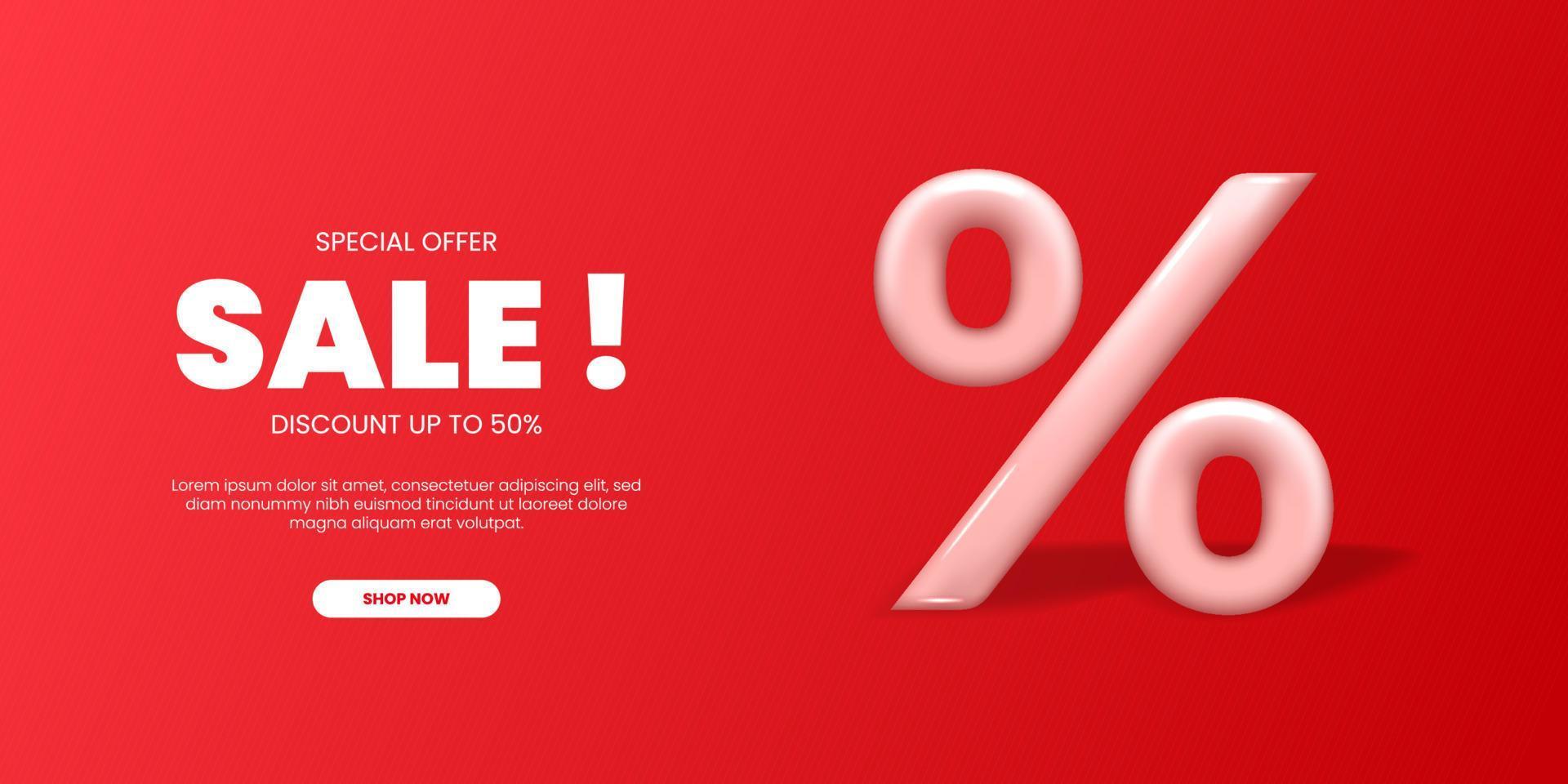 3D-Verkauf roter Prozentsatz Sonderrabattangebot Promotion-Vorlage für Online-Shopping im Modestil vektor
