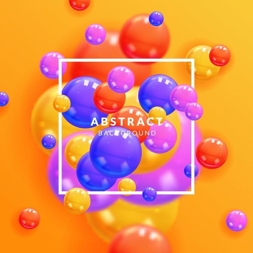 abstrakt bakgrund med dynamisk glänsande 3d realistiska färgglada kreativa sfärer boll för roliga kreativa element vektor