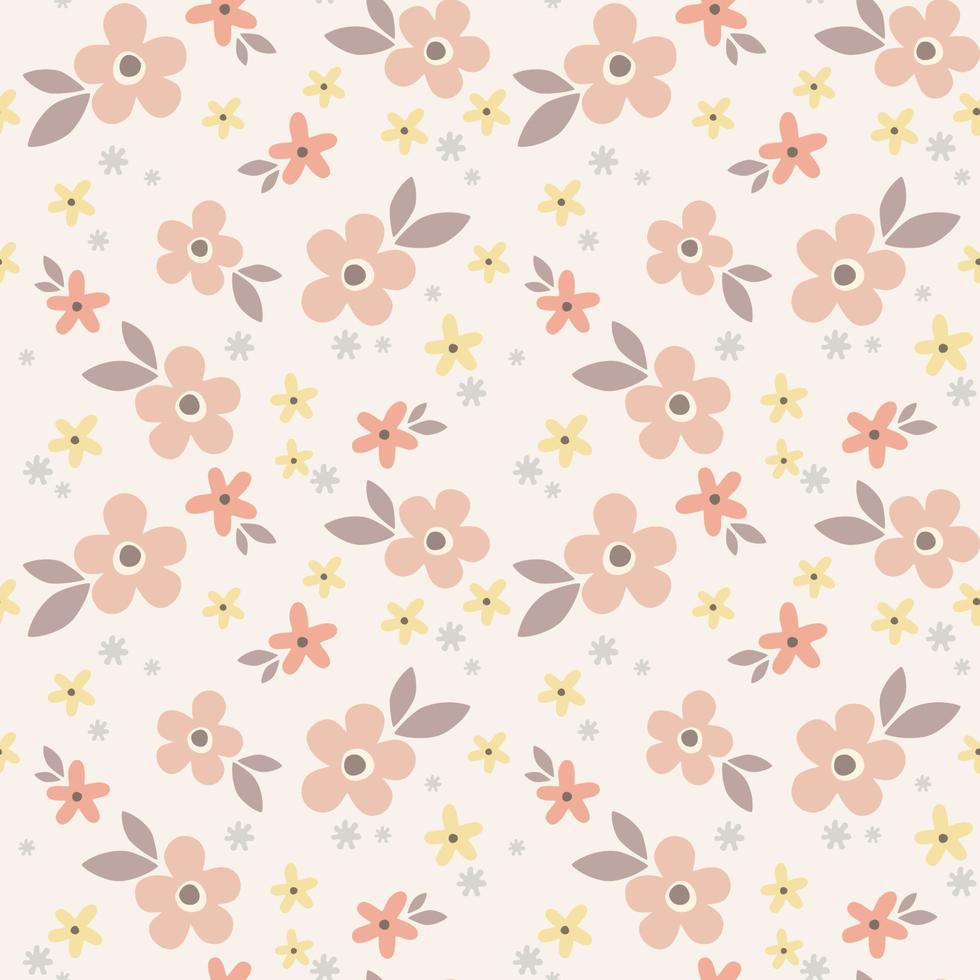 Vintage süße florale Vektormuster. Nahtloser Blumenhintergrund in Rosa, Beige und Koralle. vektor