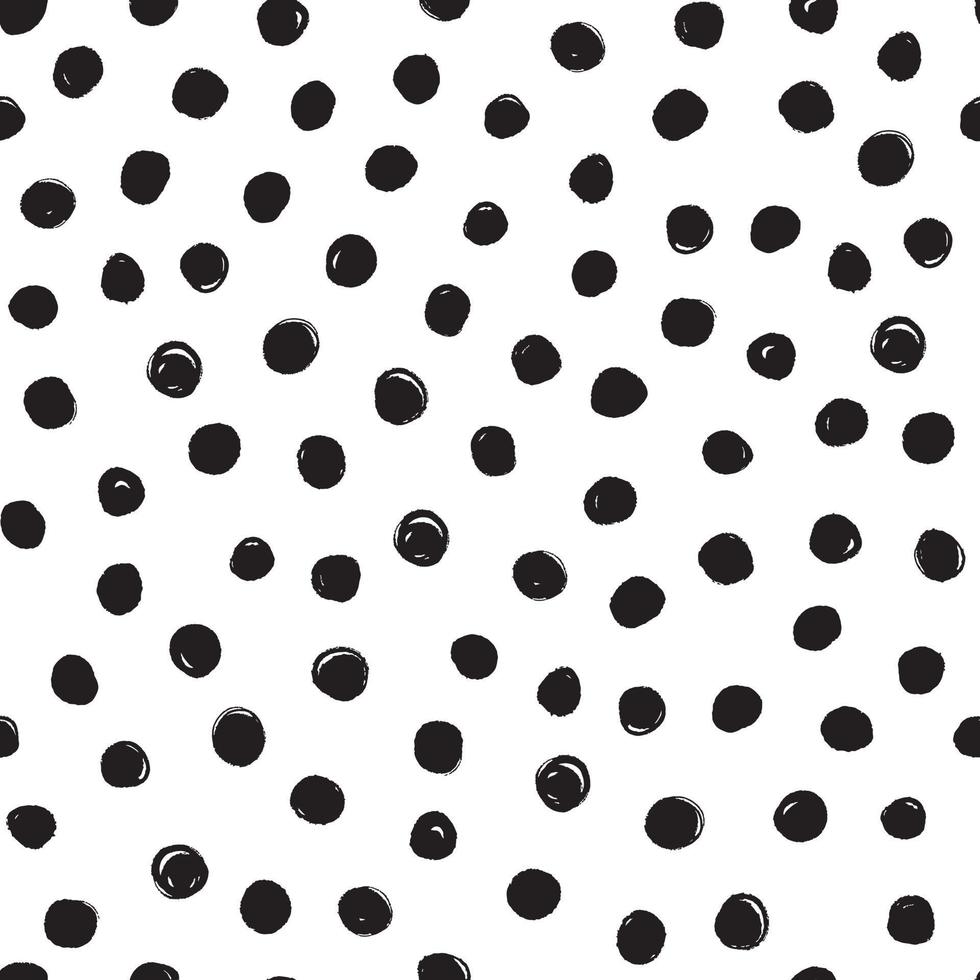 Dalmatinische Flecken Vektormuster. Doodle Polka Dot Musterdesign in Schwarz und Weiß. Tinte Pinselstriche. vektor