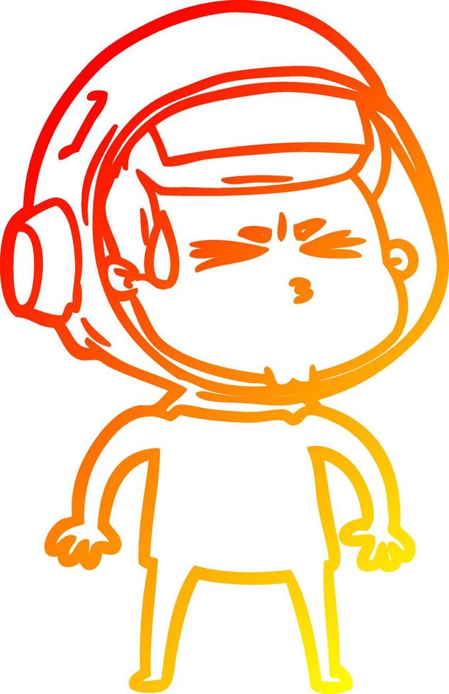 Warme Gradientenlinie Zeichnung Cartoon gestresster Astronaut vektor