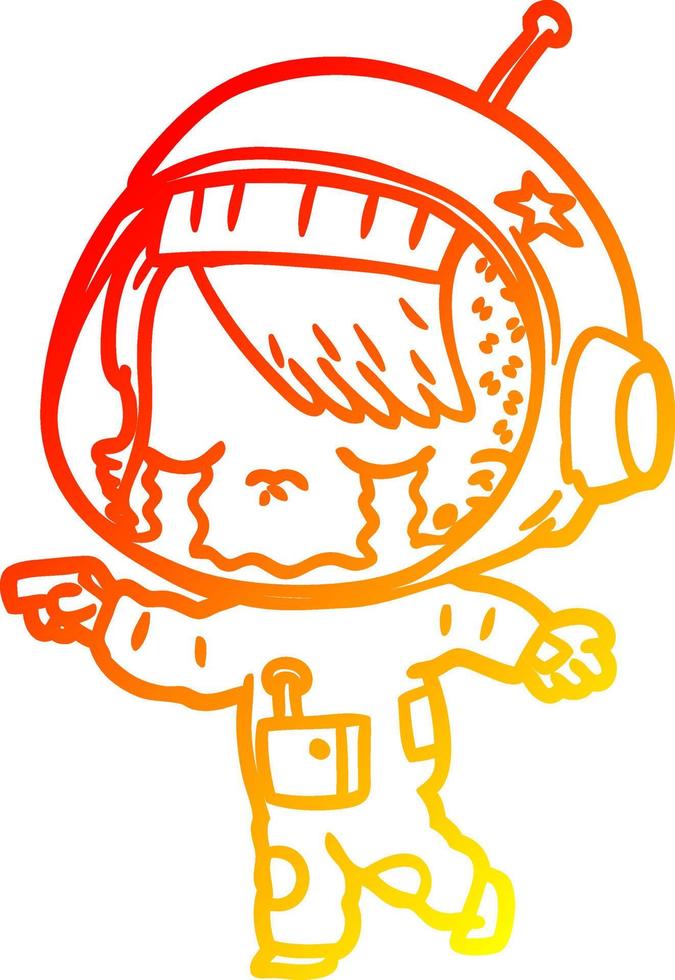 varm lutning linjeteckning tecknad gråtande astronaut flicka vektor