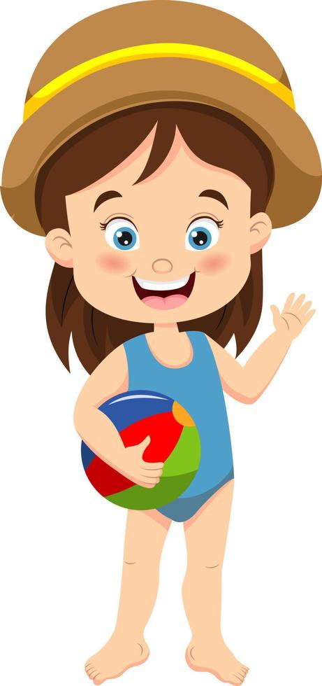 Cartoon kleines Mädchen mit Wasserball vektor