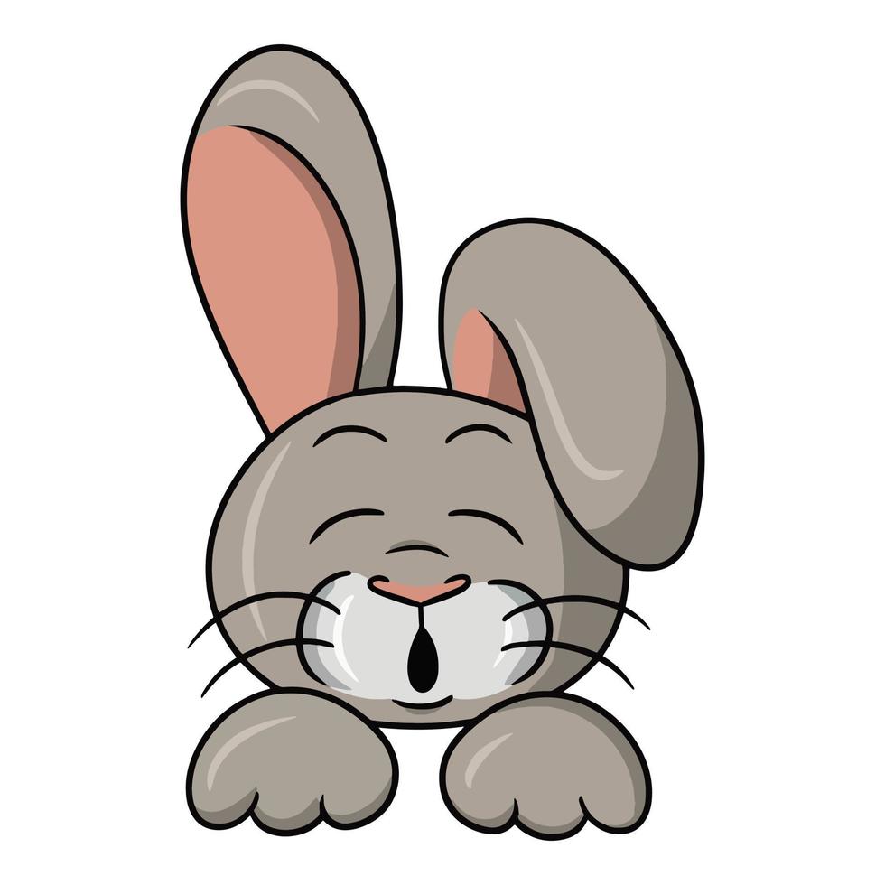süßes lustiges Kaninchen mit rosa Ohren schläft, Vektorillustration im Cartoon-Stil auf weißem Hintergrund vektor