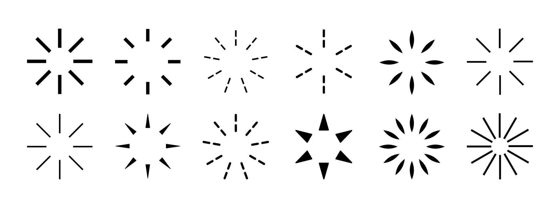 geometrische Gestaltungselemente. leuchtender Funke. Ladezeichen. Vintage Sonnenstrahlen. einfache Vektorillustration vektor