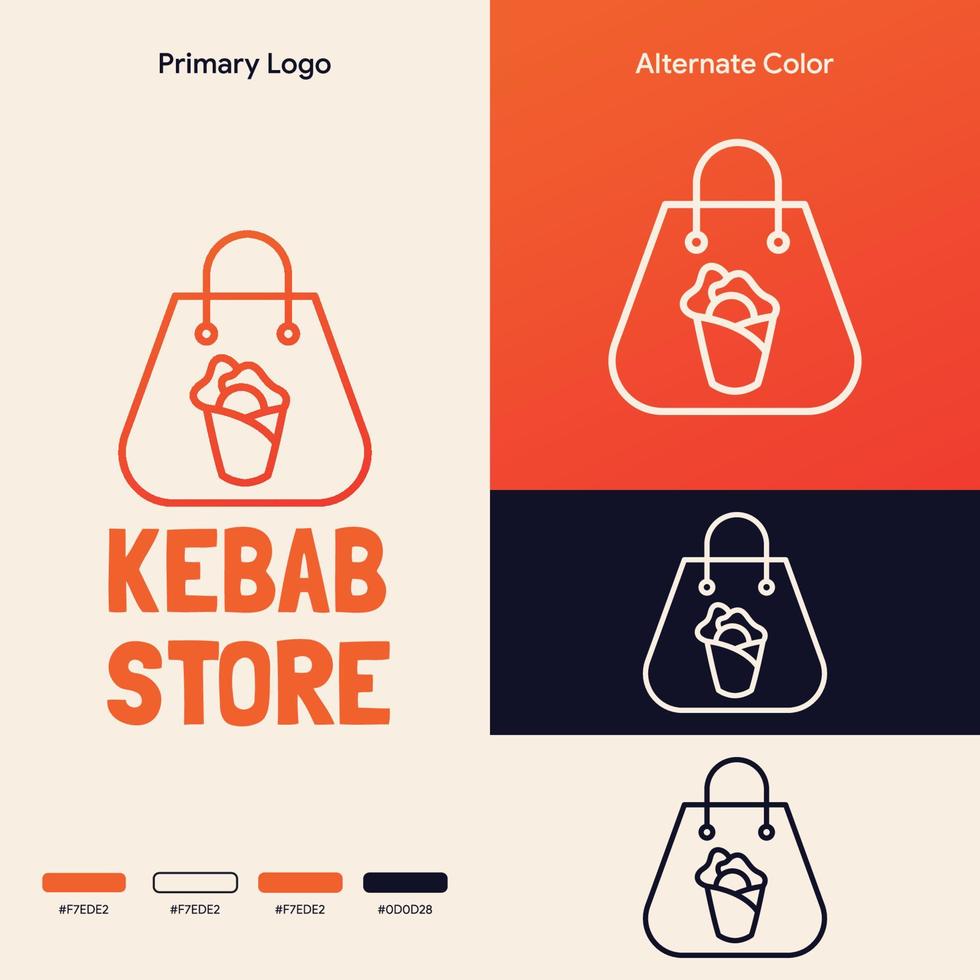 einfaches minimalistisches kebab-logo-design vektor