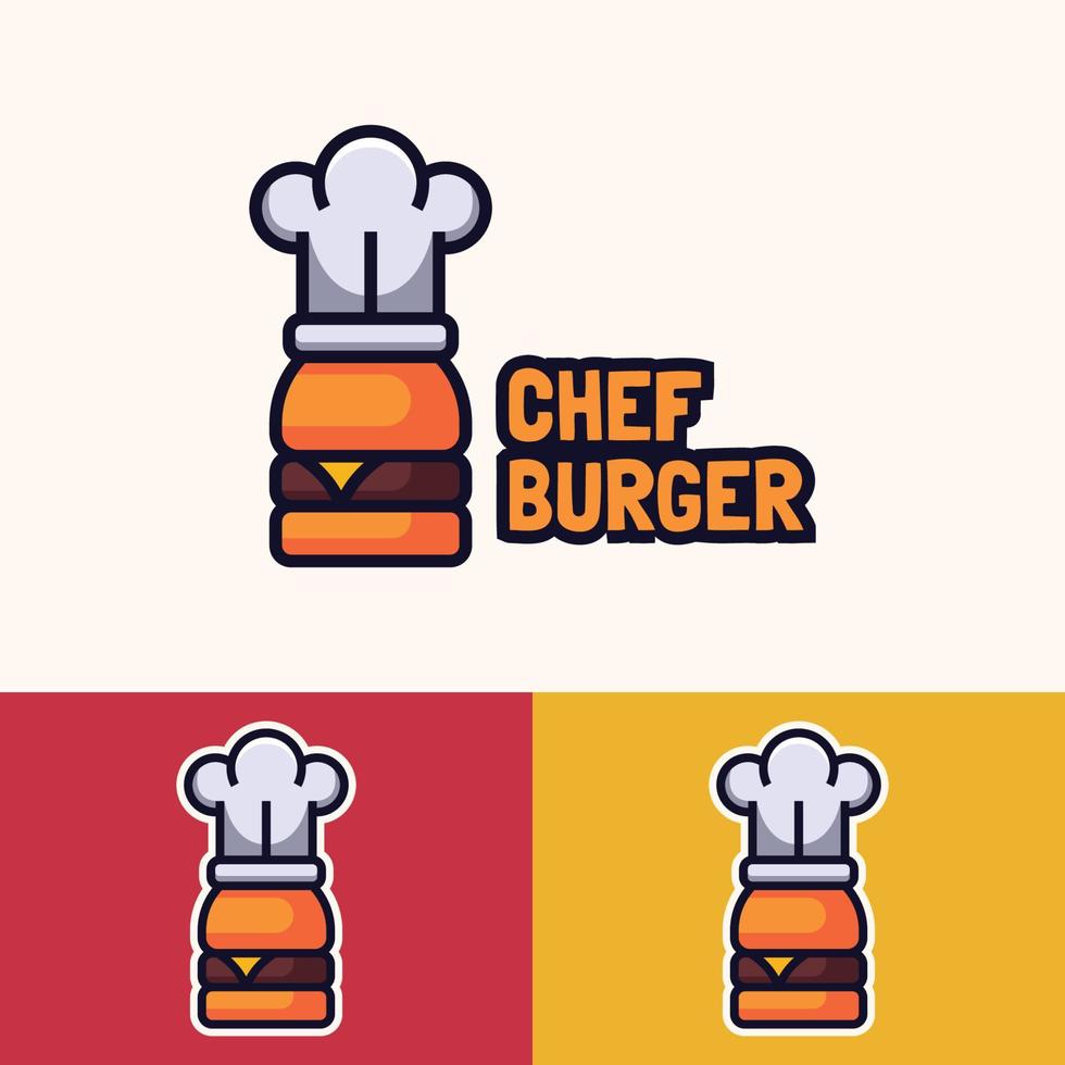 minimalistisches, einfaches Burger-Koch-Logo-Design vektor