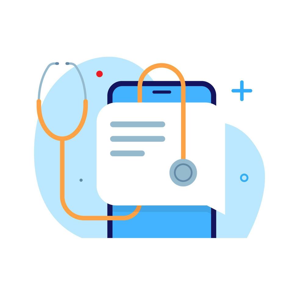 medicinsk konsultation app för patientmöte med läkare på smartphone app koncept illustration platt design vektor eps10. modernt grafiskt element för målsida, tomt tillstånd ui, infographic, ikon