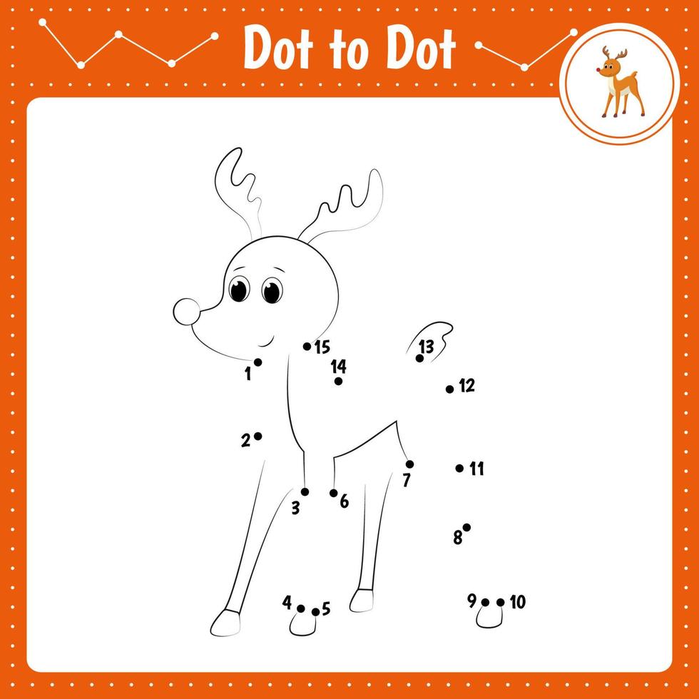 verbinde die Punkte. deer.dot to dot Lernspiel. malbuch für vorschulkinder aktivitätsarbeitsblatt. Vektor-Illustration. vektor