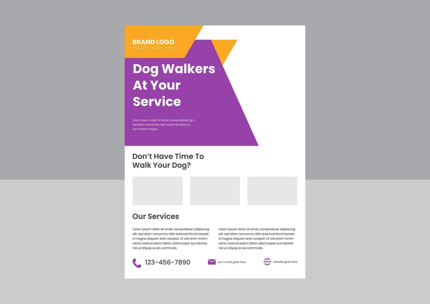 design för affischdesign för avfisch för hund- och gåstolservice. hund utövare till din tjänst flygblad design. professionell hund promenad service affisch flyer. vektor