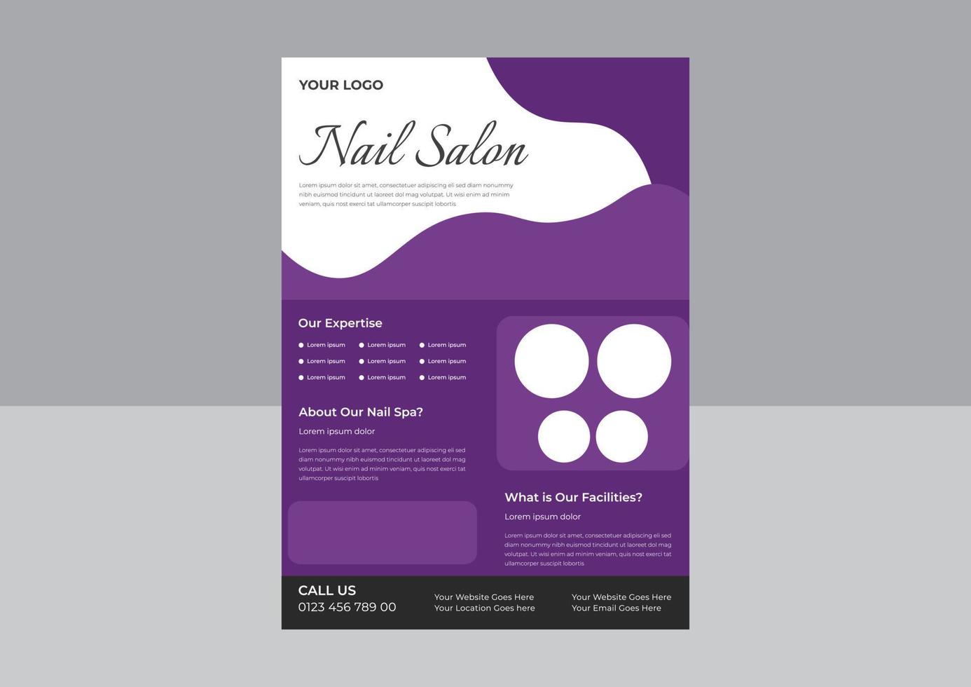 Nail Spa Service Flyer Design Vorlage, Spa und Salon Flyer Vorlage, Beauty Spa Friseursalon Print Ready Flyer Vorlagendesign. Faltblatt, A4-Format, Flyer, vektor