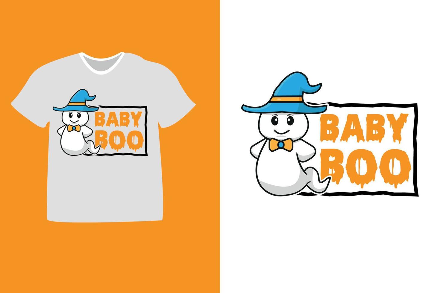 Baby-Boo-Baby-Halloween-Kunst-T-Shirt-Design. auch für Becher, Tasche, Poster, vektor