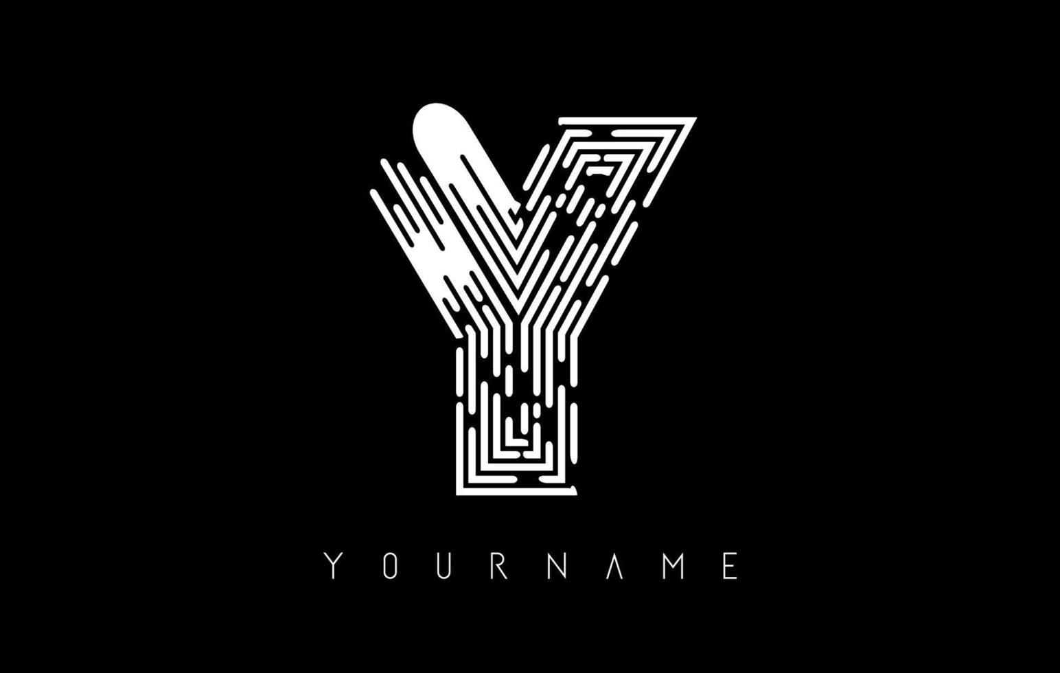 weißes y-Buchstaben-Logo-Konzept. kreatives minimales monochromes monogramm mit linien und fingerabdruckmuster. vektor
