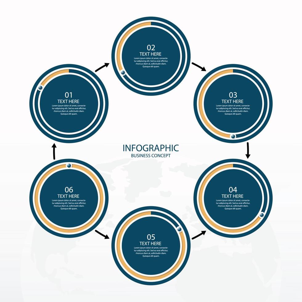 grundläggande cirkelinfografisk mall med 6 steg, process eller alternativ, processdiagram, används för processdiagram, presentationer, arbetsflödeslayout, flödesschema, infograph. vektor eps10 illustration.