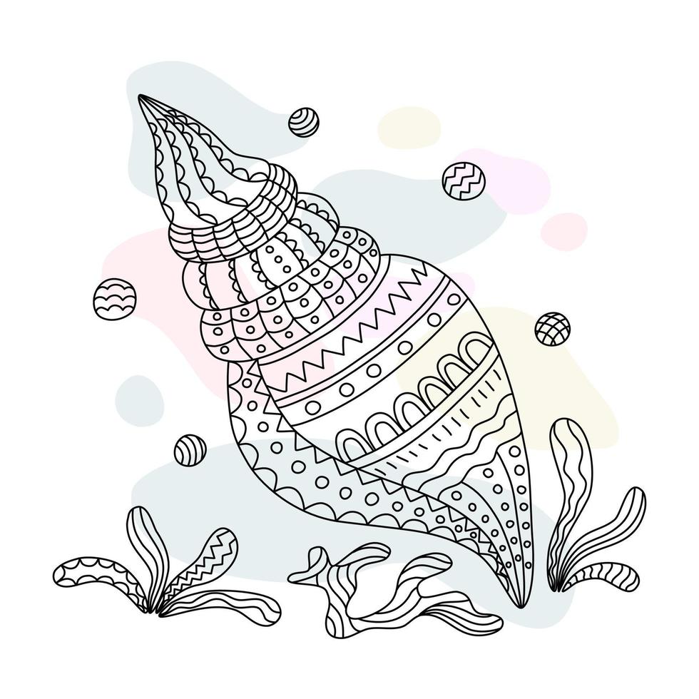 Muschelmuster-Sammlungsvektor im Doodle-Stil auf pastellfarbenem Hintergrund für Digitaldruck, Kleidungsmuster, Taschendesigns, Stoffmuster, Leinwanddrucke, Karten und mehr. vektor