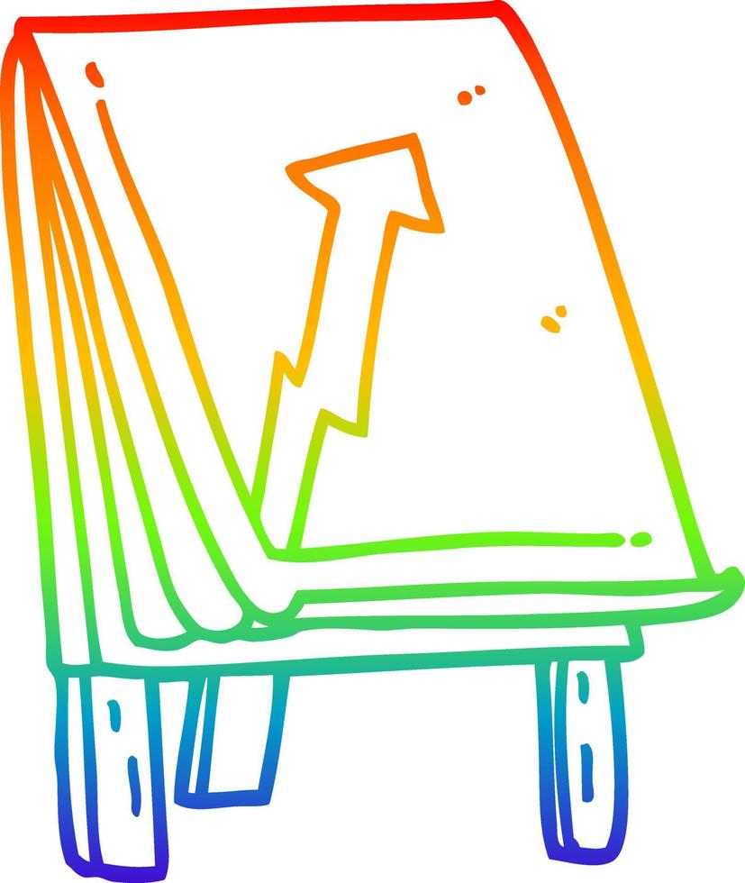 Regenbogen-Gradientenlinie Zeichnung Cartoon-Business-Diagramm mit Pfeil vektor