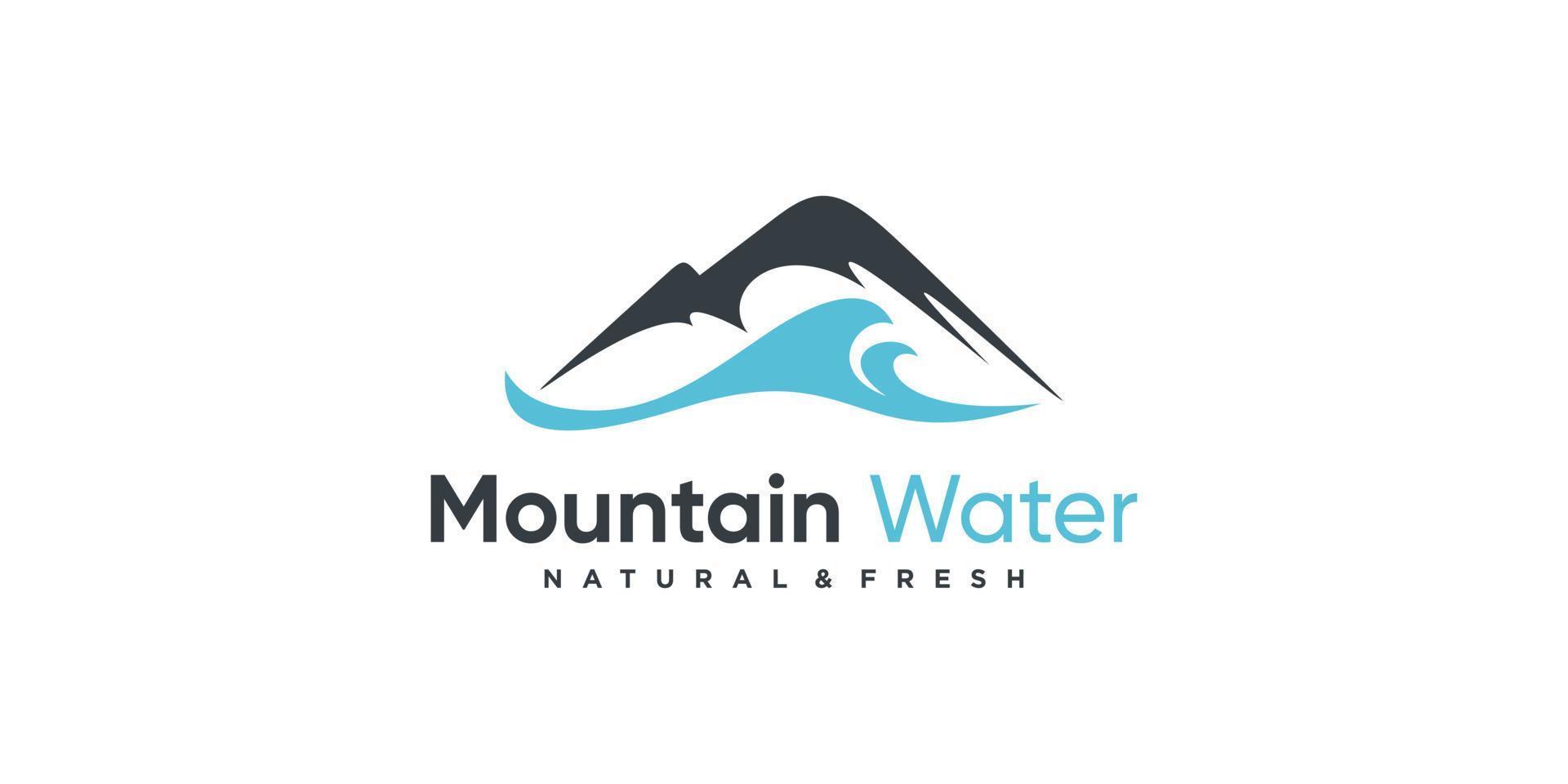 berg logotyp med vatten koncept premium vektor