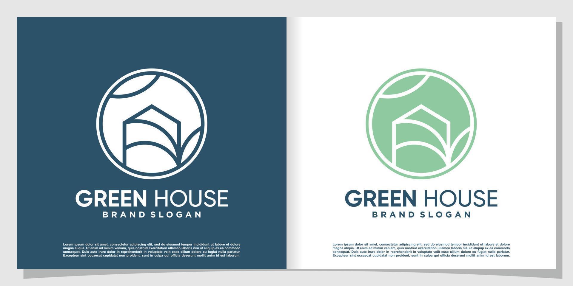 grönt hus logotyp kreativ design premium vektor