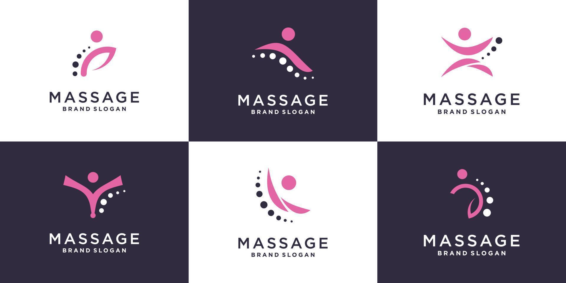 massage logotyp samling med kreativa element premium vektor