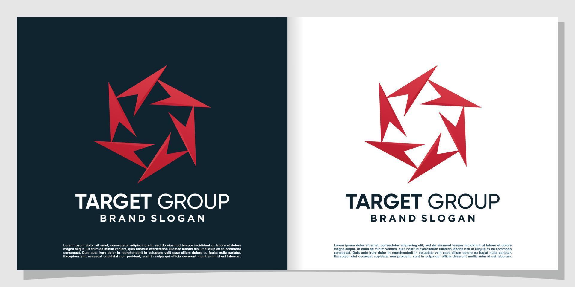 målgrupp logotyp abstrakt med pil koncept premium vektor