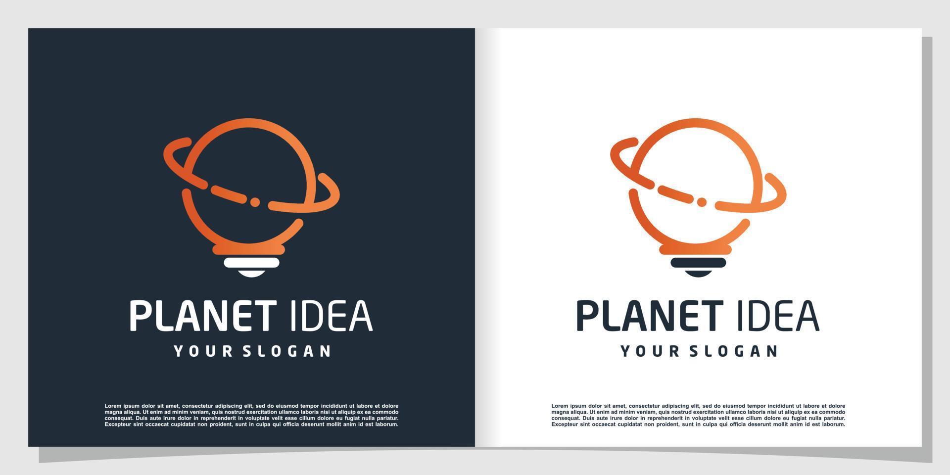 planet logotyp med idé tech koncept premium vektor