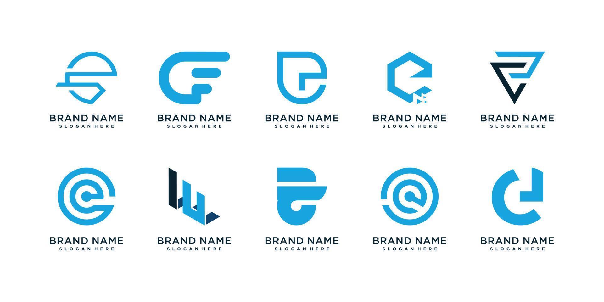 bokstaven e logotyp samling med kreativa koncept premium vektor