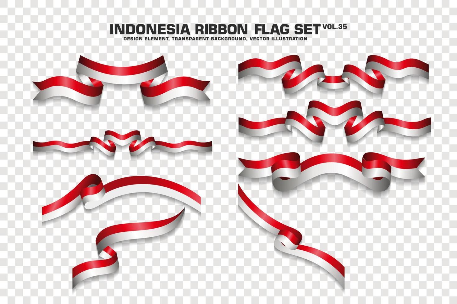 indonesien bandflaggor set, elementdesign, 3d-stil. vektor illustration