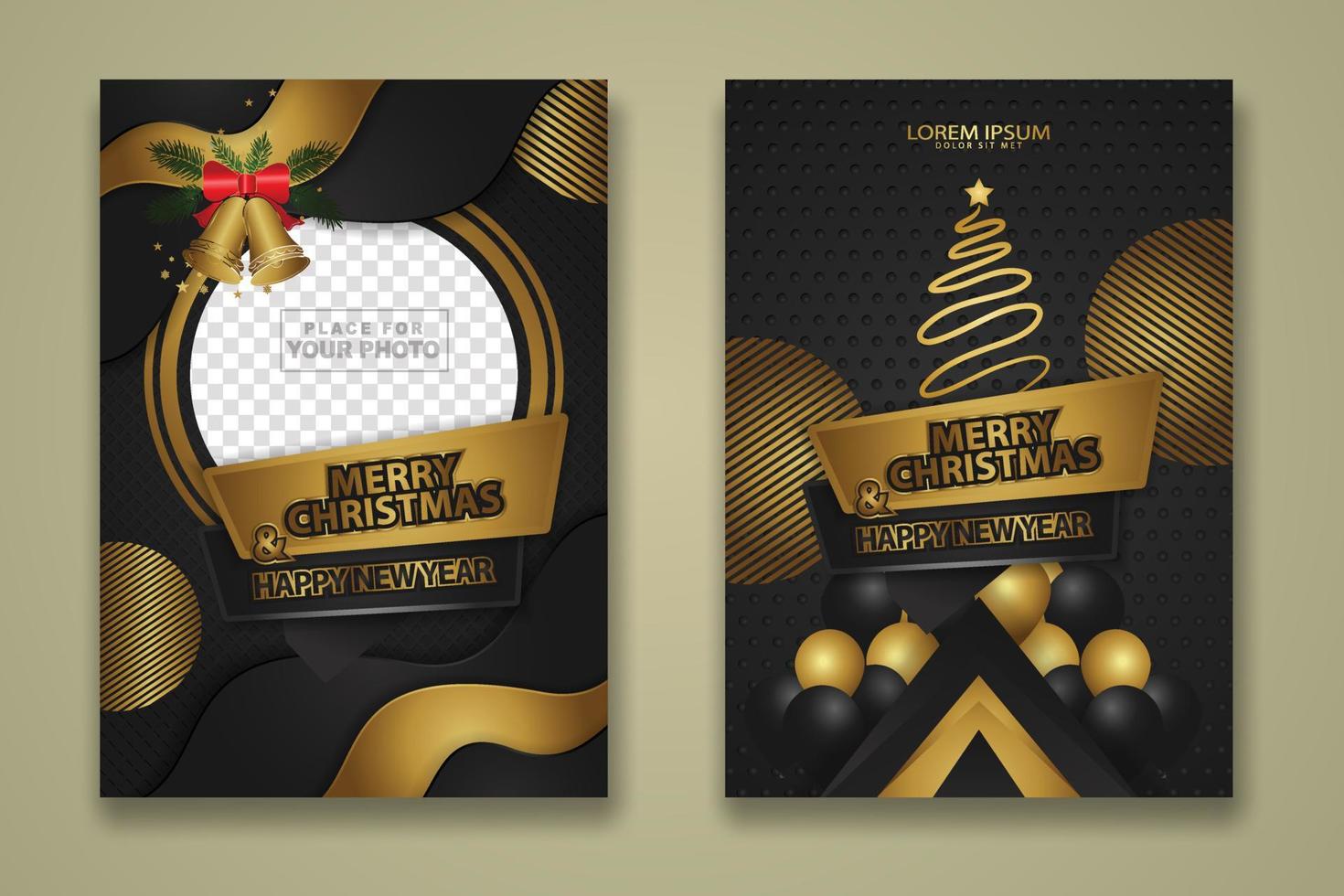 lyxig julaffischmall med glänsande guld och texturbakgrund. vektor illustration