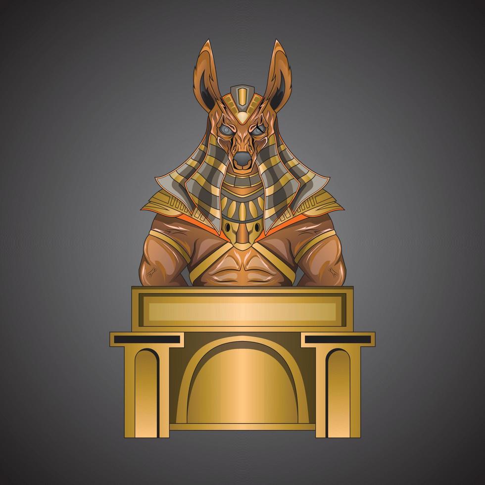 ägyptischer gott anubis. goldhund ägyptische mythologie moderne technologie stahl für kleidung und kapuzendesign vektor