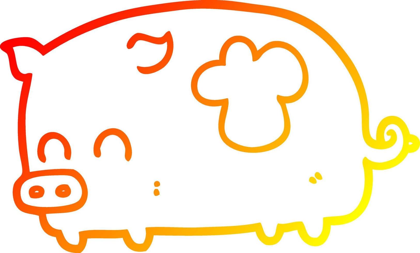 warme Gradientenlinie zeichnet niedliches Cartoon-Schwein vektor