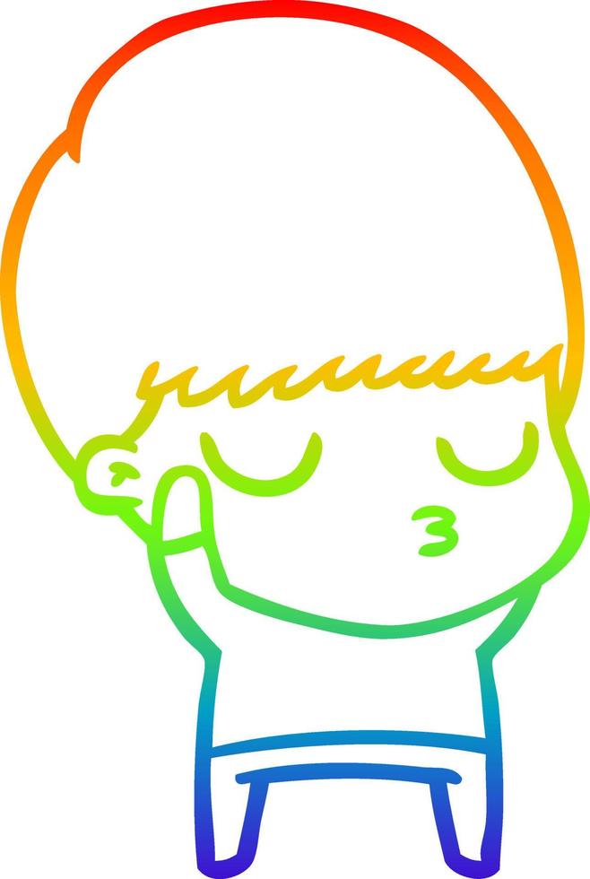 regnbågsgradient linjeteckning tecknad lugn pojke vektor