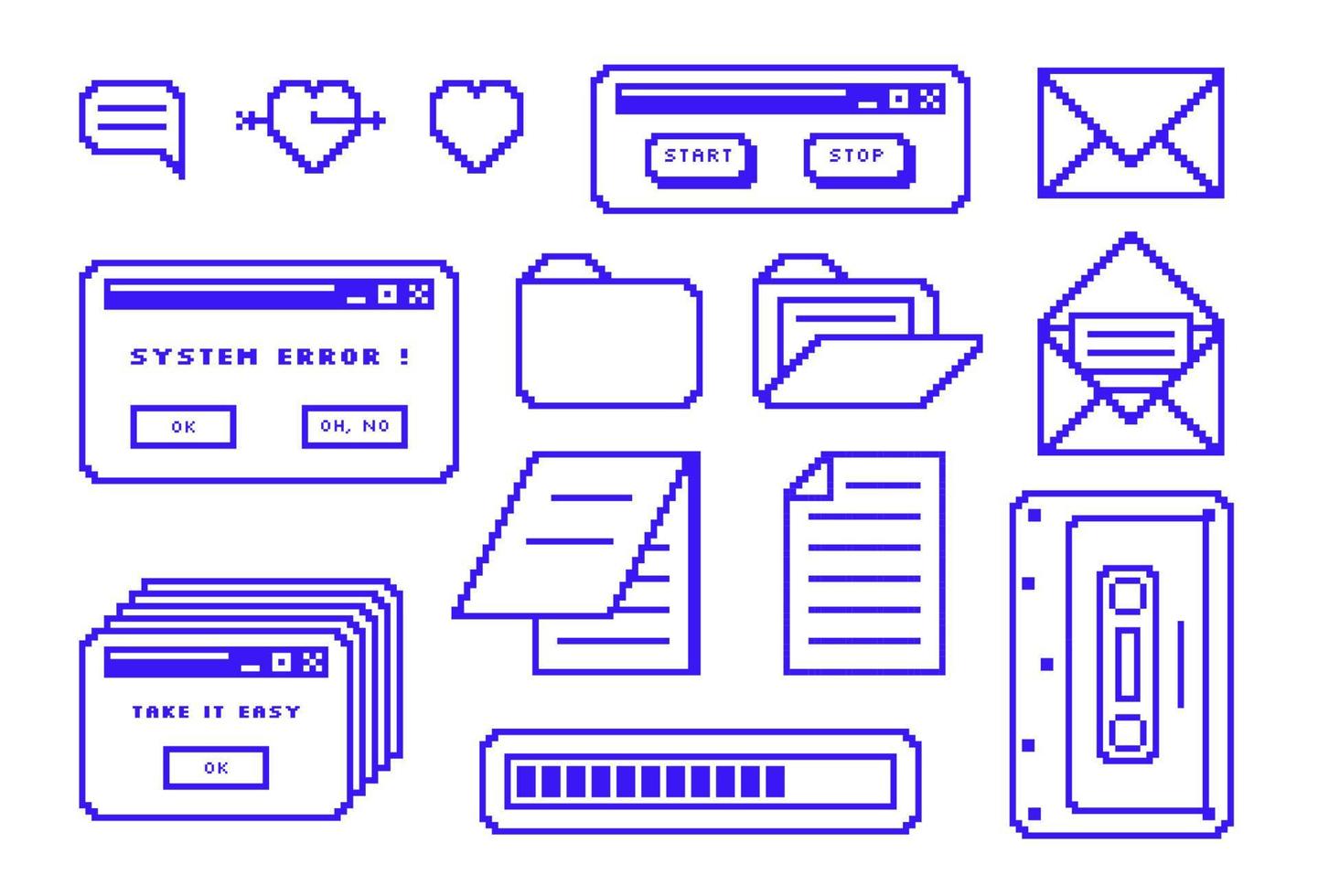 gammalt pc-fönster 90-tals retrovågsstil. retro meddelanderuta med knappar. vektor illustration av ui och ux.