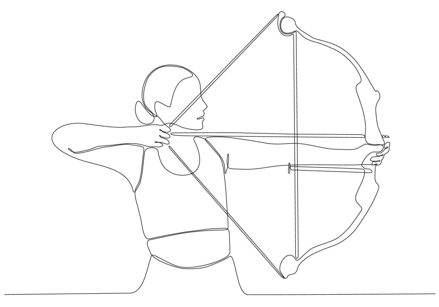 Eine Strichzeichnung oder durchgehende Strichzeichnungen einer Bogensportlerin. Premium-Vektor-Illustration vektor
