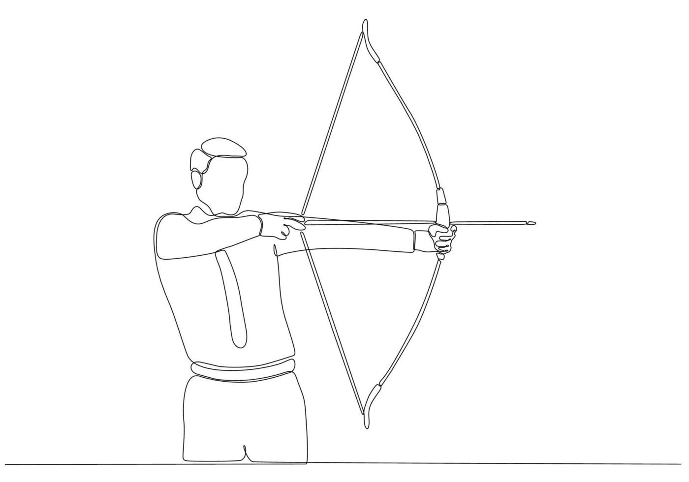 en linjeteckning eller kontinuerlig linjeteckning av en manlig bågskytte. vektor illustration