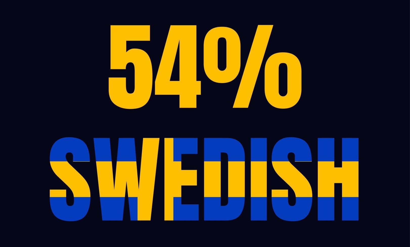 54 procent svensk skyltetikett vektor konstillustration med fantastiskt typsnitt och blågul färg