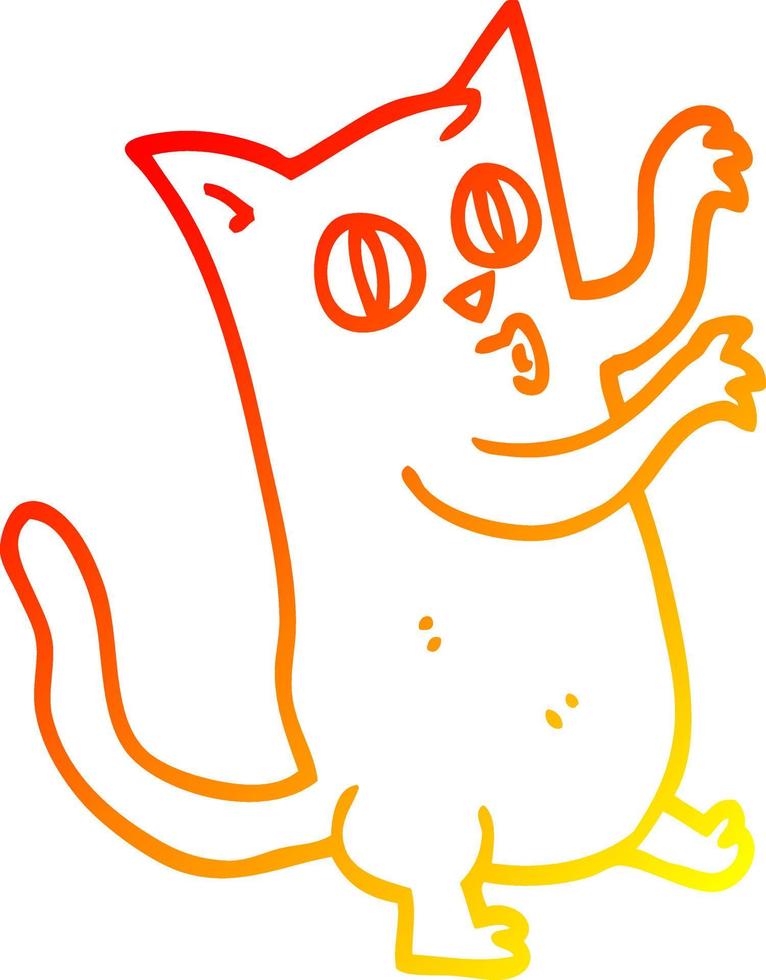 varm gradient linjeteckning tecknad dansande katt vektor