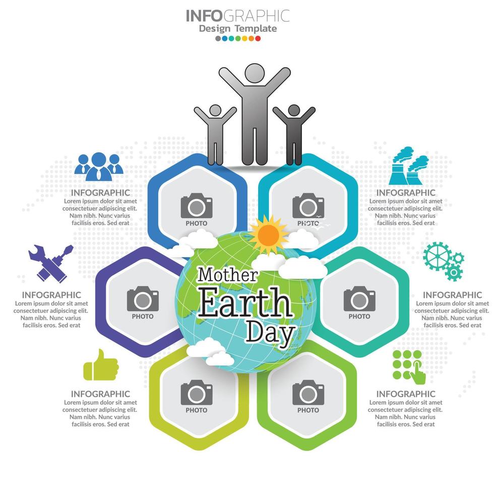 mor jordens dag infographic koncept med världen och grönt. världs miljö dagen. vektor
