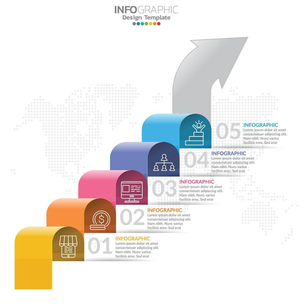Infografik-Vorlage mit Schritten und Prozessen für Ihr Design. vektor