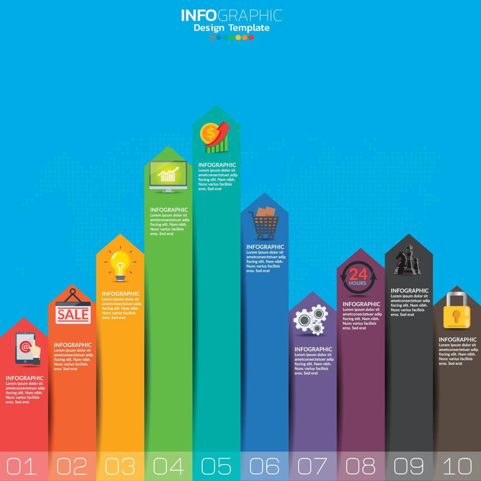 Infografik-Geschäftskonzept mit 10 Optionen oder Schritten. vektor