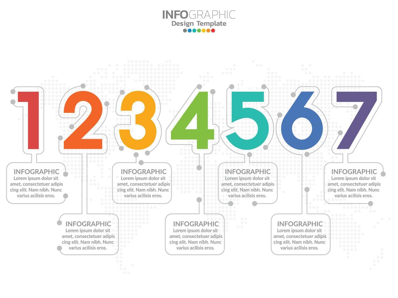 Infografik Template Design mit 6 Farboptionen. vektor