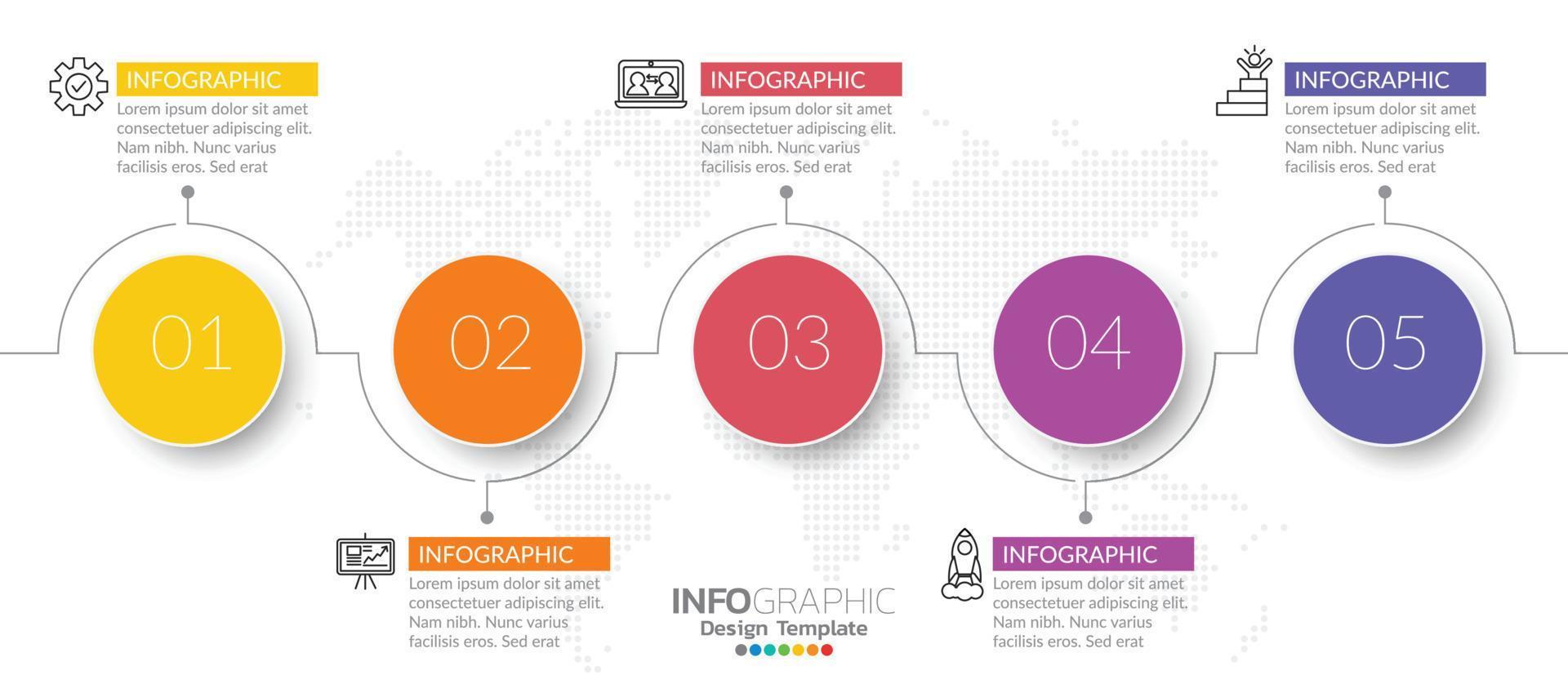 Infografik-Vorlagendesign mit 5 Farboptionen. vektor