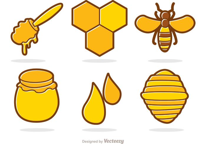 Honung och Bee Cartoon Vector